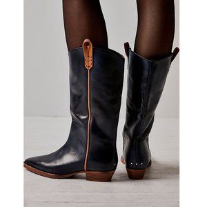 Free People We The Free Montage Tall Western Leather Boots Washed Black Size 7.5